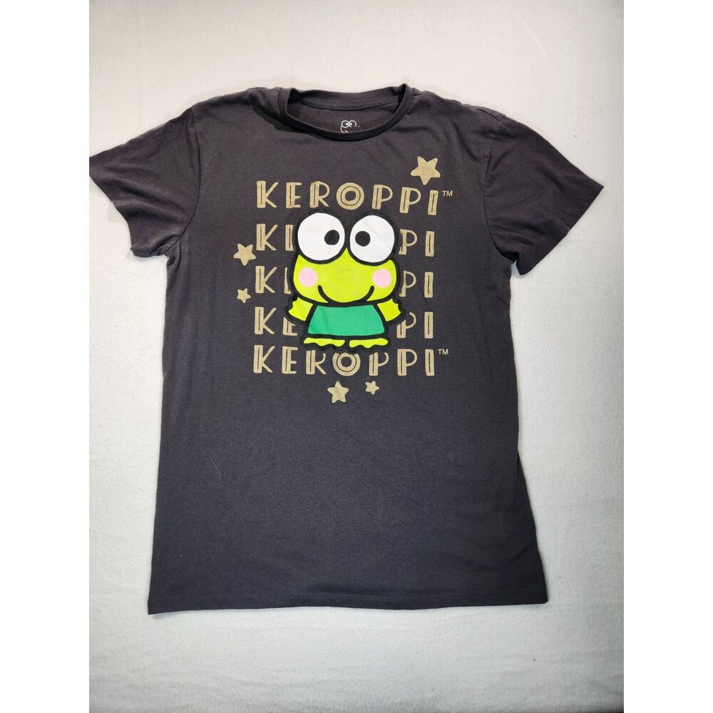 Sanrio Keroppi Womens Medium Baby Tee Gray Kawaii Y2K Graphic T Shirt